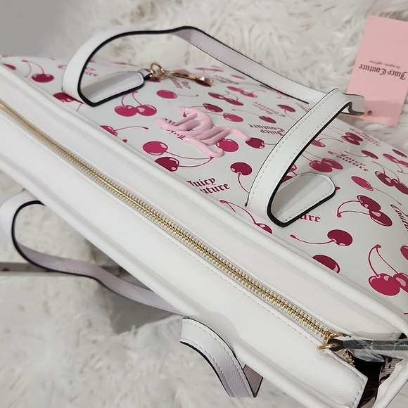 🔹️Juicy Couture🔹 Cherry On top Print Whire and Pink Cherry Tote Bag And Wallet - Picture 9 of 12